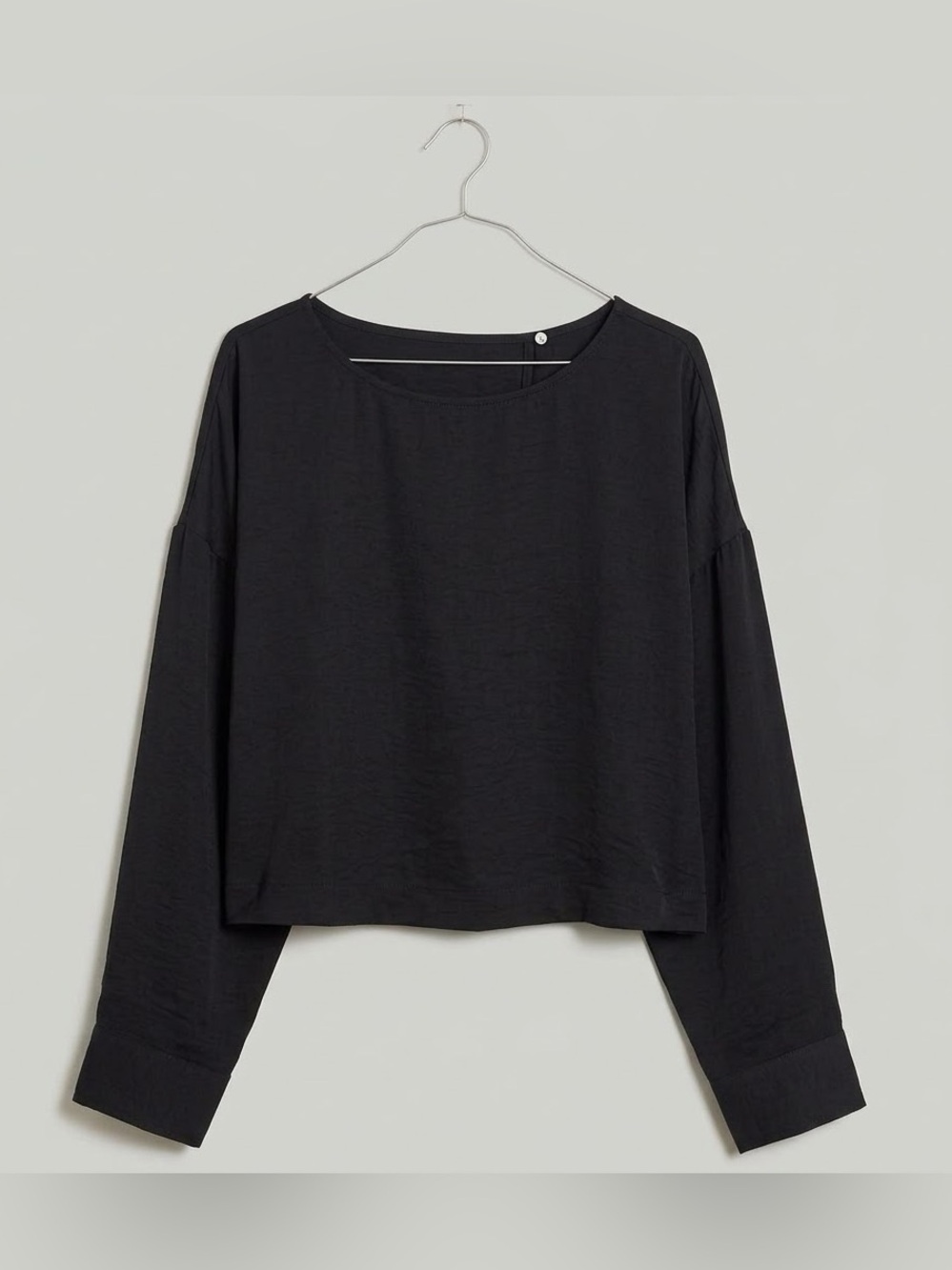 NWT Madewell Tulip-Back Long-Sleeve Top in Black - Size M